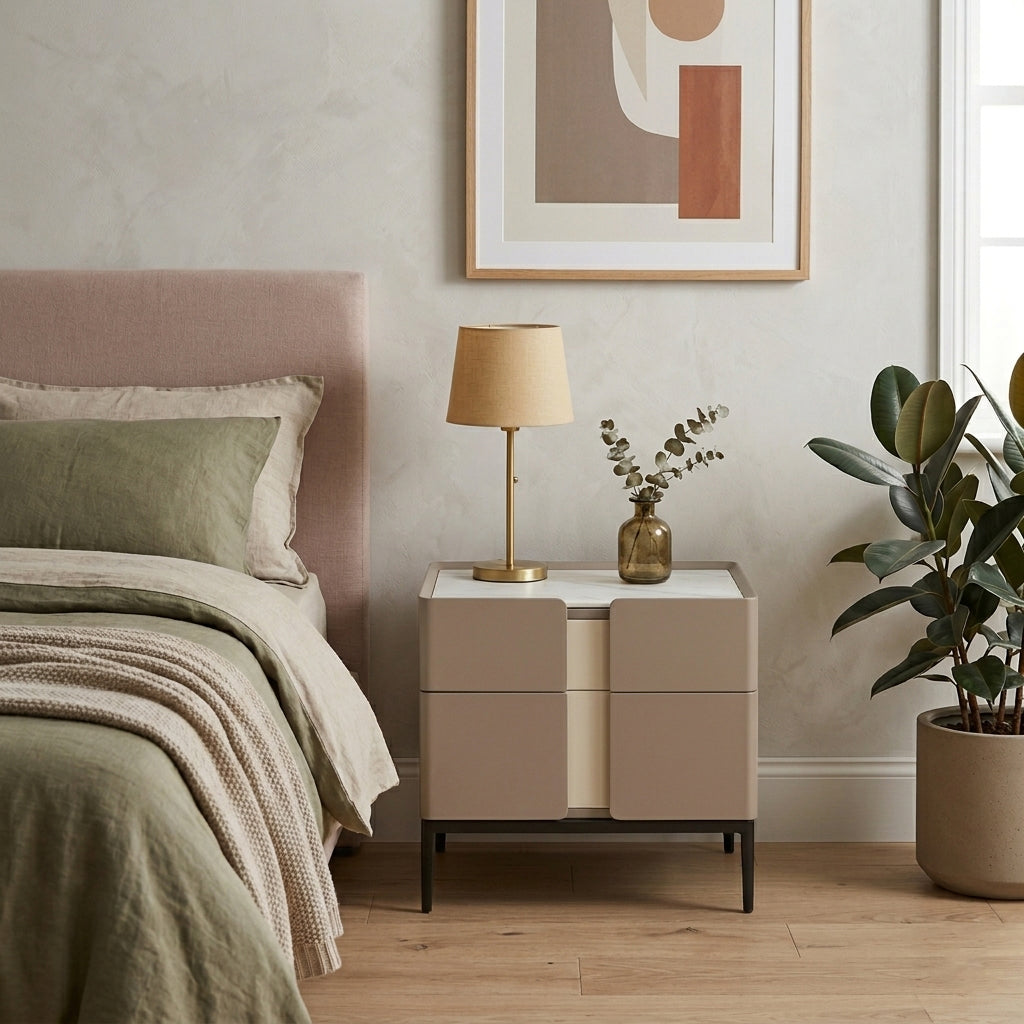 Premium Material Combination Bedside Table - Clever Dual-Drawer Storage Nightstand 2-Drawer For Elegant Bedroom Lumendat