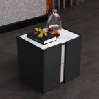Personalized & Flexible Luxury Bedside Table - Detachable Legs & Symmetrical Block Design Nightstand 2-Drawer For Bedroom Lumendat