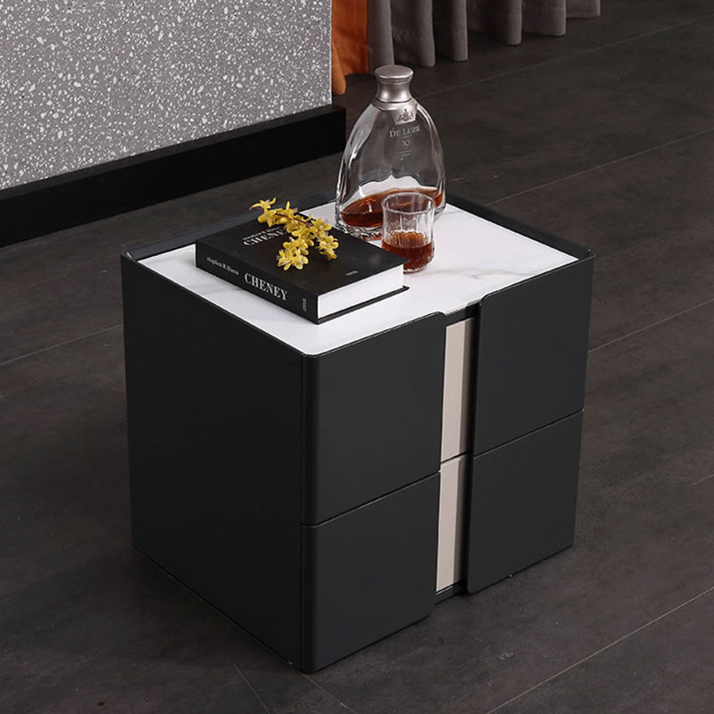 Personalized & Flexible Luxury Bedside Table - Detachable Legs & Symmetrical Block Design Nightstand 2-Drawer For Bedroom Lumendat