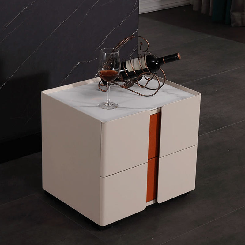 Personalized & Flexible Luxury Bedside Table - Detachable Legs & Symmetrical Block Design Nightstand 2-Drawer For Bedroom Lumendat