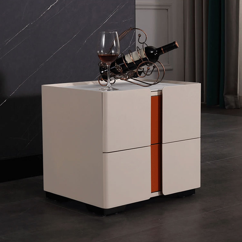 Personalized & Flexible Luxury Bedside Table - Detachable Legs & Symmetrical Block Design Nightstand 2-Drawer For Bedroom Lumendat
