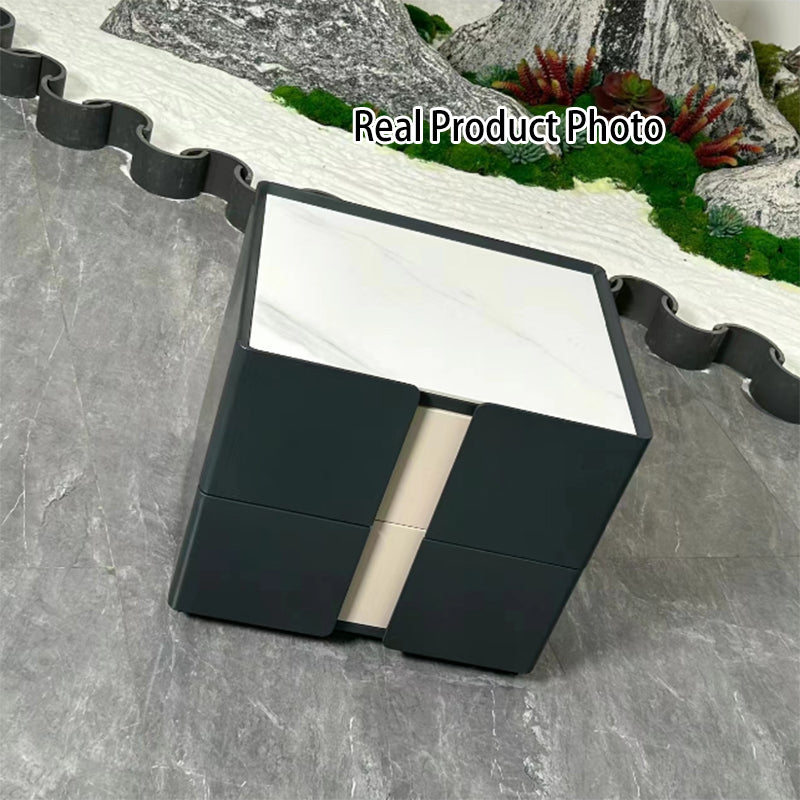Personalized & Flexible Luxury Bedside Table - Detachable Legs & Symmetrical Block Design Nightstand 2-Drawer For Bedroom Lumendat