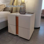 Personalized & Flexible Luxury Bedside Table - Detachable Legs & Symmetrical Block Design Nightstand 2-Drawer For Bedroom Lumendat