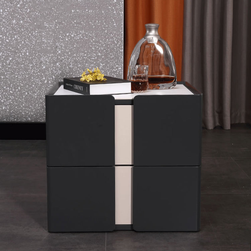 Personalized & Flexible Luxury Bedside Table - Detachable Legs & Symmetrical Block Design Nightstand 2-Drawer For Bedroom Lumendat