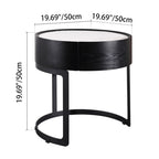 Round Industrial Nightstand - High-Recognition Shape & Unique Material-Mix Bedside Table 1-Drawer For Bedroom & Living Room Lumendat