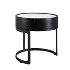 Round Industrial Nightstand - High-Recognition Shape & Unique Material-Mix Bedside Table 1-Drawer For Bedroom & Living Room Lumendat