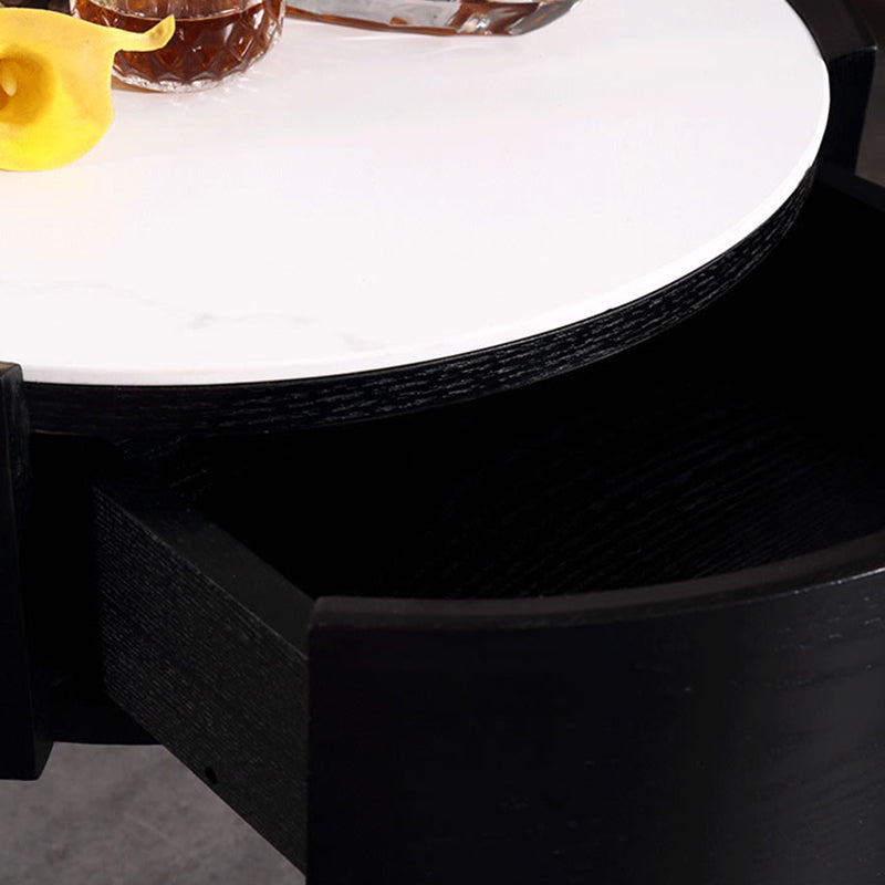 Round Industrial Nightstand - High-Recognition Shape & Unique Material-Mix Bedside Table 1-Drawer For Bedroom & Living Room Lumendat