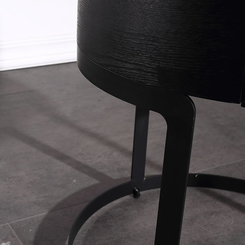 Round Industrial Nightstand - High-Recognition Shape & Unique Material-Mix Bedside Table 1-Drawer For Bedroom & Living Room Lumendat