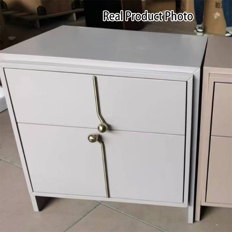Eco-Friendly Scandinavian Bedside Table - Pure Minimalist Lines & Baking Paint Craft Nightstand 2-Drawer For Bedroom Lumendat