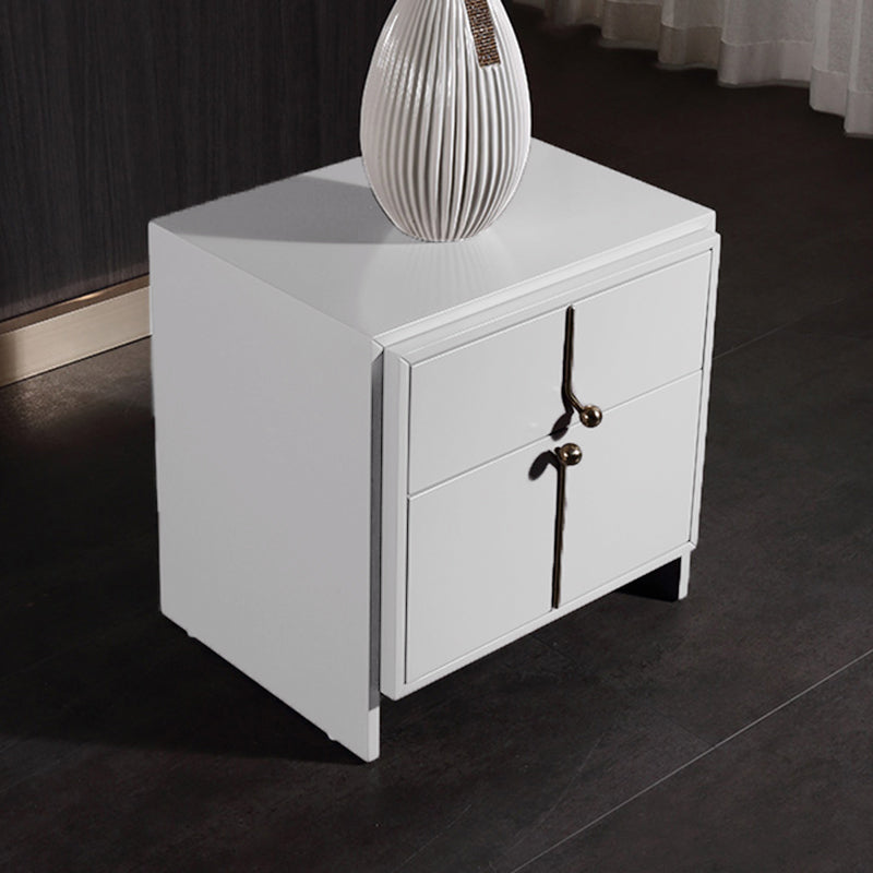 Eco-Friendly Scandinavian Bedside Table - Pure Minimalist Lines & Baking Paint Craft Nightstand 2-Drawer For Bedroom Lumendat