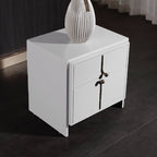 Eco-Friendly Scandinavian Bedside Table - Pure Minimalist Lines & Baking Paint Craft Nightstand 2-Drawer For Bedroom Lumendat