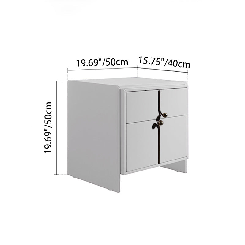 Eco-Friendly Scandinavian Bedside Table - Pure Minimalist Lines & Baking Paint Craft Nightstand 2-Drawer For Bedroom Lumendat