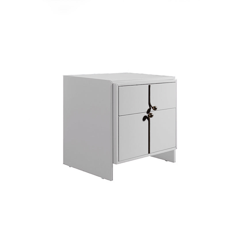 Eco-Friendly Scandinavian Bedside Table - Pure Minimalist Lines & Baking Paint Craft Nightstand 2-Drawer For Bedroom Lumendat