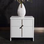 Eco-Friendly Scandinavian Bedside Table - Pure Minimalist Lines & Baking Paint Craft Nightstand 2-Drawer For Bedroom Lumendat