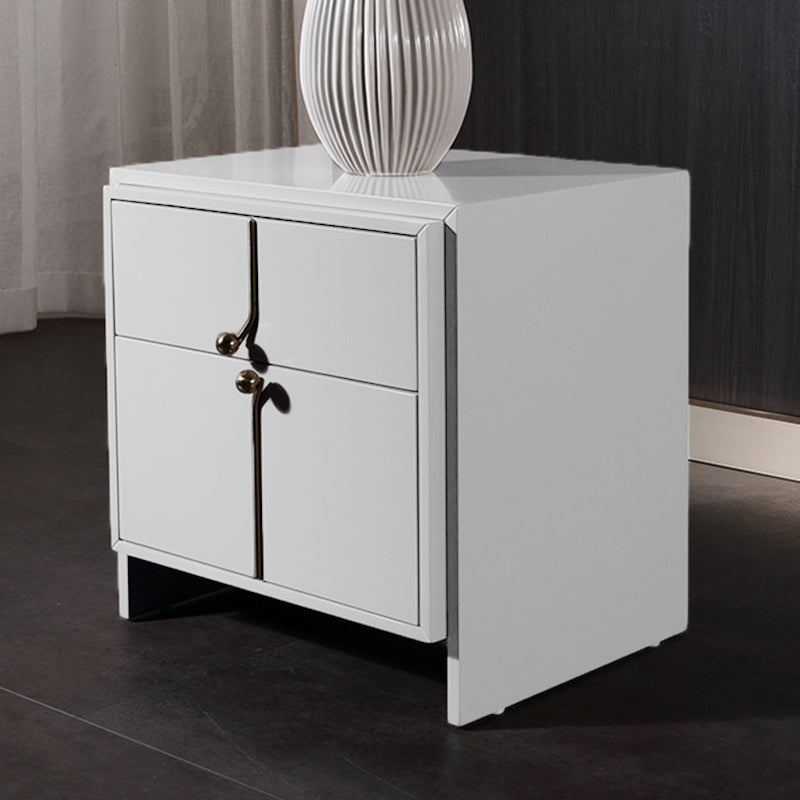 Eco-Friendly Scandinavian Bedside Table - Pure Minimalist Lines & Baking Paint Craft Nightstand 2-Drawer For Bedroom Lumendat