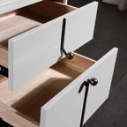 Eco-Friendly Scandinavian Bedside Table - Pure Minimalist Lines & Baking Paint Craft Nightstand 2-Drawer For Bedroom Lumendat