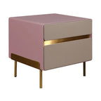 Luxury Color & Line Collision Bedside Table - Formaldehyde-Free Eco-Friendly Nightstand 2-Drawer For Bedroom & Living Room Lumendat