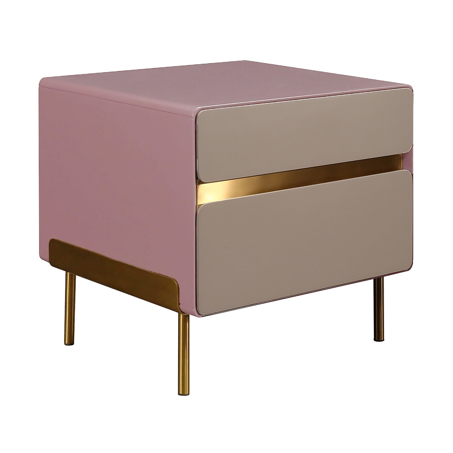 Luxury Color & Line Collision Bedside Table - Formaldehyde-Free Eco-Friendly Nightstand 2-Drawer For Bedroom & Living Room Lumendat