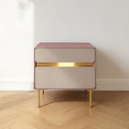 Luxury Color & Line Collision Bedside Table - Formaldehyde-Free Eco-Friendly Nightstand 2-Drawer For Bedroom & Living Room Lumendat