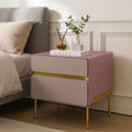 Luxury Color & Line Collision Bedside Table - Formaldehyde-Free Eco-Friendly Nightstand 2-Drawer For Bedroom & Living Room Lumendat