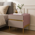 Luxury Color & Line Collision Bedside Table - Formaldehyde-Free Eco-Friendly Nightstand 2-Drawer For Bedroom & Living Room Lumendat