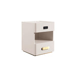 Tech-Enabled Minimalist Bedside Table - Convenient Wireless Charging & Fingerprint Lock Nightstand 2-Drawer For Bedroom & Living Room Lumendat