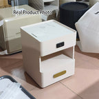 Tech-Enabled Minimalist Bedside Table - Convenient Wireless Charging & Fingerprint Lock Nightstand 2-Drawer For Bedroom & Living Room Lumendat