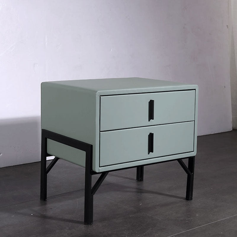 Faux Leather Upholstered Nordic Bedside Table - Premium Touch & Easy Maintenance Nightstand 2-Drawer For Bedroom Lumendat