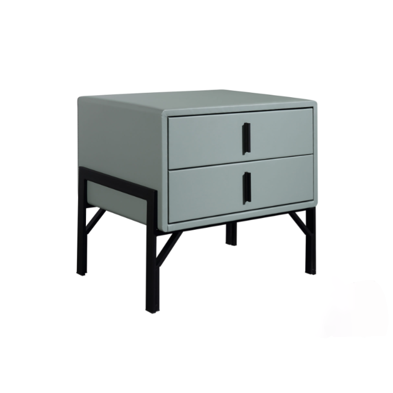Faux Leather Upholstered Nordic Bedside Table - Premium Touch & Easy Maintenance Nightstand 2-Drawer For Bedroom Lumendat