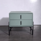 Faux Leather Upholstered Nordic Bedside Table - Premium Touch & Easy Maintenance Nightstand 2-Drawer For Bedroom Lumendat