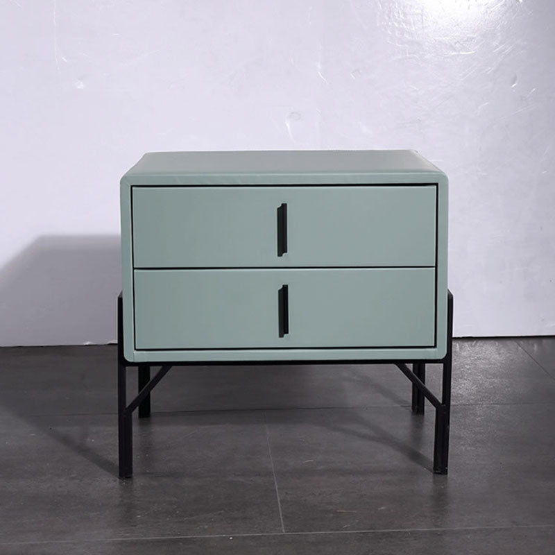 Faux Leather Upholstered Nordic Bedside Table - Premium Touch & Easy Maintenance Nightstand 2-Drawer For Bedroom Lumendat