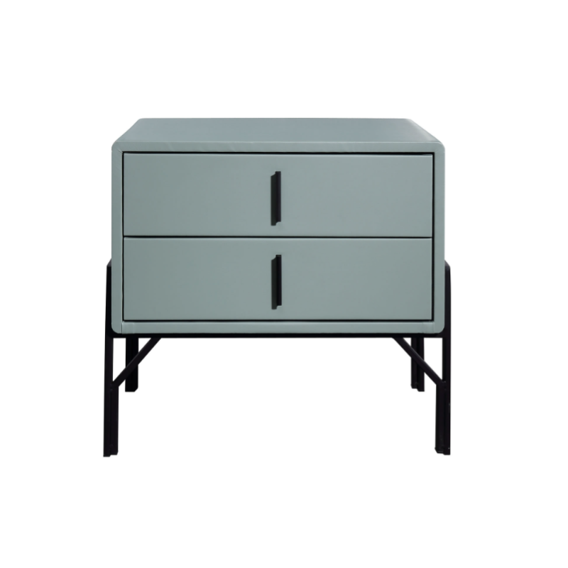 Faux Leather Upholstered Nordic Bedside Table - Premium Touch & Easy Maintenance Nightstand 2-Drawer For Bedroom Lumendat