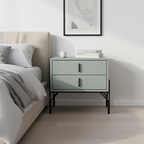 Faux Leather Upholstered Nordic Bedside Table - Premium Touch & Easy Maintenance Nightstand 2-Drawer For Bedroom Lumendat