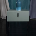 Elegant & Practical Nightstand - Industrial Featuring Faux Leather Upholstery Bedside Table 1-Drawer For Bedroom Lumendat