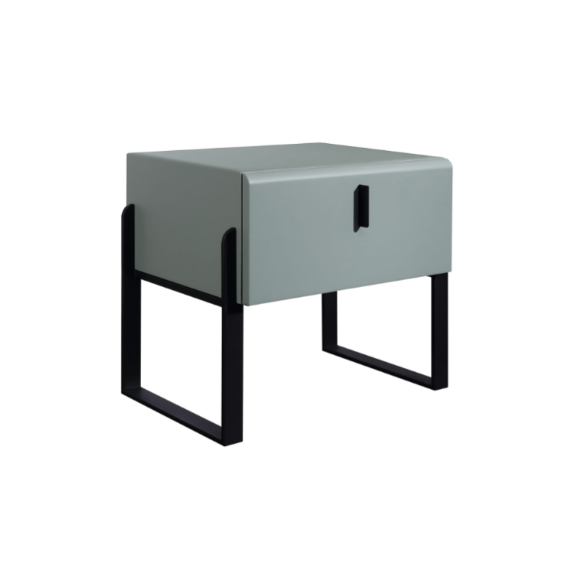 Elegant & Practical Nightstand - Industrial Featuring Faux Leather Upholstery Bedside Table 1-Drawer For Bedroom Lumendat