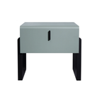Elegant & Practical Nightstand - Industrial Featuring Faux Leather Upholstery Bedside Table 1-Drawer For Bedroom Lumendat