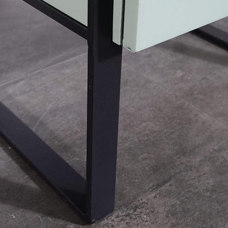 Elegant & Practical Nightstand - Industrial Featuring Faux Leather Upholstery Bedside Table 1-Drawer For Bedroom Lumendat