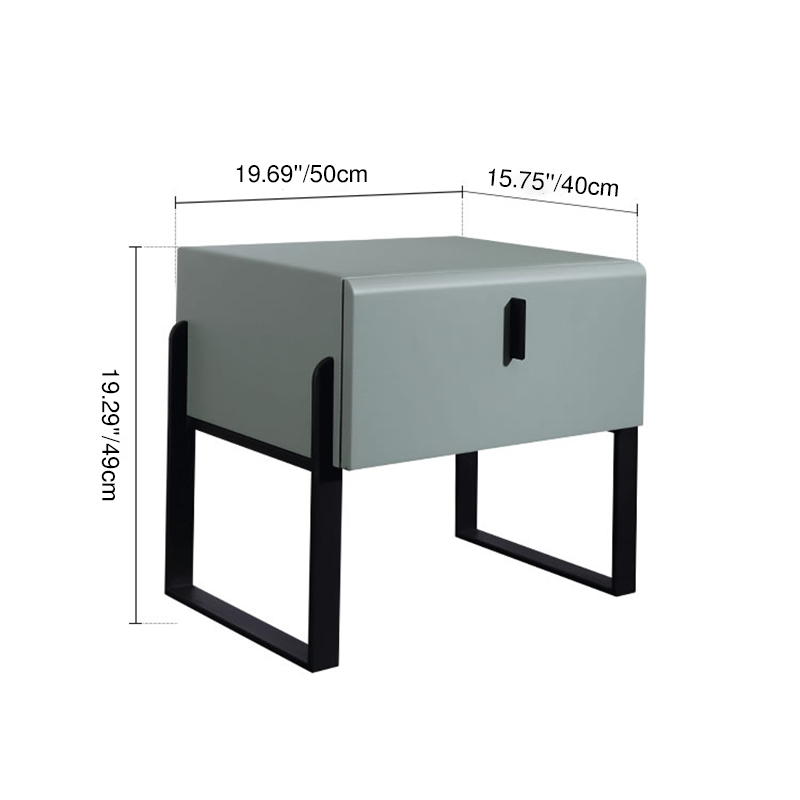 Elegant & Practical Nightstand - Industrial Featuring Faux Leather Upholstery Bedside Table 1-Drawer For Bedroom Lumendat