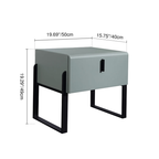Elegant & Practical Nightstand - Industrial Featuring Faux Leather Upholstery Bedside Table 1-Drawer For Bedroom Lumendat