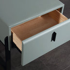 Elegant & Practical Nightstand - Industrial Featuring Faux Leather Upholstery Bedside Table 1-Drawer For Bedroom Lumendat