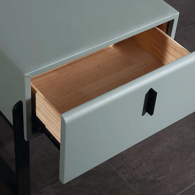 Elegant & Practical Nightstand - Industrial Featuring Faux Leather Upholstery Bedside Table 1-Drawer For Bedroom Lumendat