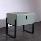 Elegant & Practical Nightstand - Industrial Featuring Faux Leather Upholstery Bedside Table 1-Drawer For Bedroom Lumendat