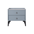 Stylish & Textured Nordic Nightstand - Sintered Rock Stone Top Airplane-Shaped Iron Legs Bedside Table 2-Drawer For Bedroom Lumendat