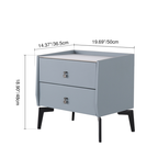 Stylish & Textured Nordic Nightstand - Sintered Rock Stone Top Airplane-Shaped Iron Legs Bedside Table 2-Drawer For Bedroom Lumendat