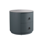 Rounded Nordic Bedside Table - Scratch-Resistant & Safe Rock Slab Surface Nightstand 2-Drawer For Bedroom Lumendat