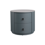 Rounded Nordic Bedside Table - Scratch-Resistant & Safe Rock Slab Surface Nightstand 2-Drawer For Bedroom Lumendat