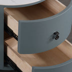 Rounded Nordic Bedside Table - Scratch-Resistant & Safe Rock Slab Surface Nightstand 2-Drawer For Bedroom Lumendat