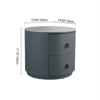 Rounded Nordic Bedside Table - Scratch-Resistant & Safe Rock Slab Surface Nightstand 2-Drawer For Bedroom Lumendat