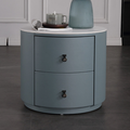 Rounded Nordic Bedside Table - Scratch-Resistant & Safe Rock Slab Surface Nightstand 2-Drawer For Bedroom Lumendat