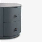Rounded Nordic Bedside Table - Scratch-Resistant & Safe Rock Slab Surface Nightstand 2-Drawer For Bedroom Lumendat